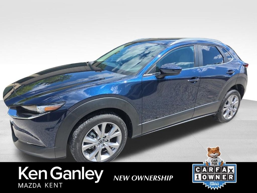 2023 Mazda Mazda CX-30 2.5 S Preferred Package in Deep Crystal Blue Mica — front three-quarter view