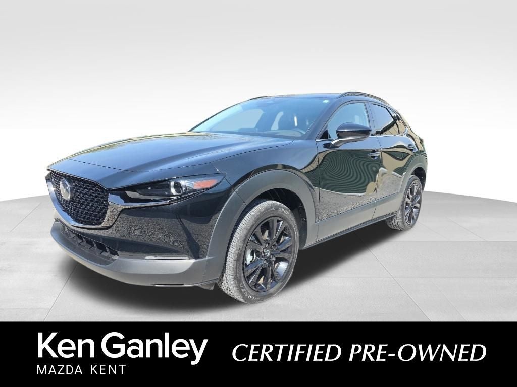 2025 Mazda Mazda CX-30 2.5 Turbo Premium Package in Jet Black Mica — front three-quarter view