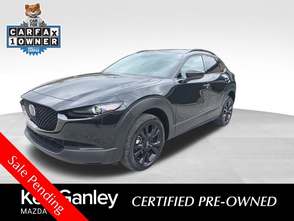 2025 Mazda Mazda CX-30 2.5 Turbo Premium Package in Jet Black Mica — front three-quarter view