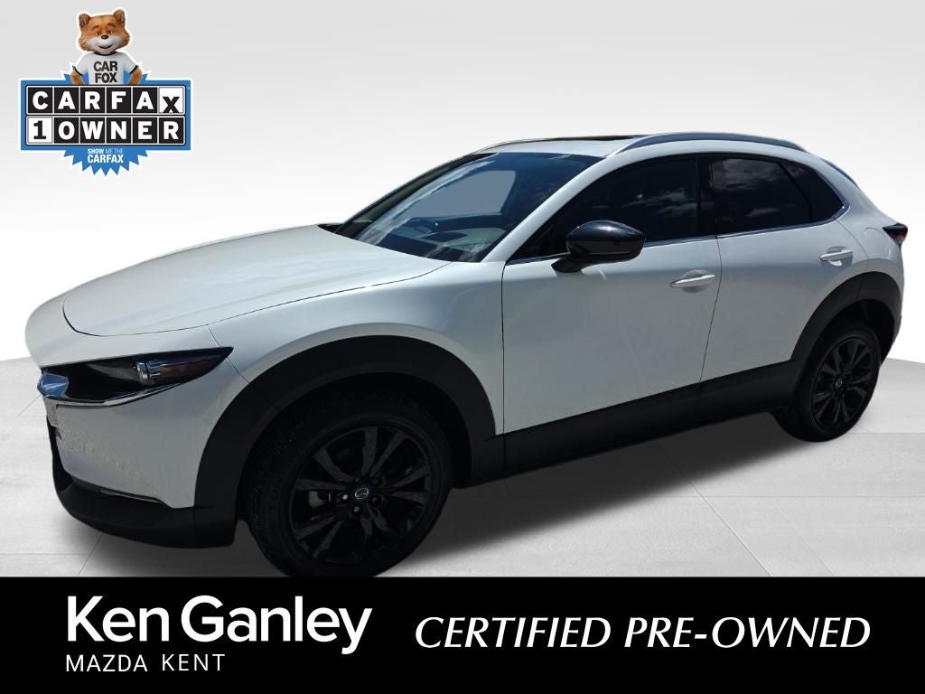 2023 Mazda Mazda CX-30 2.5 Turbo Premium Package in Snowflake White Pearl Mica — front three-quarter view