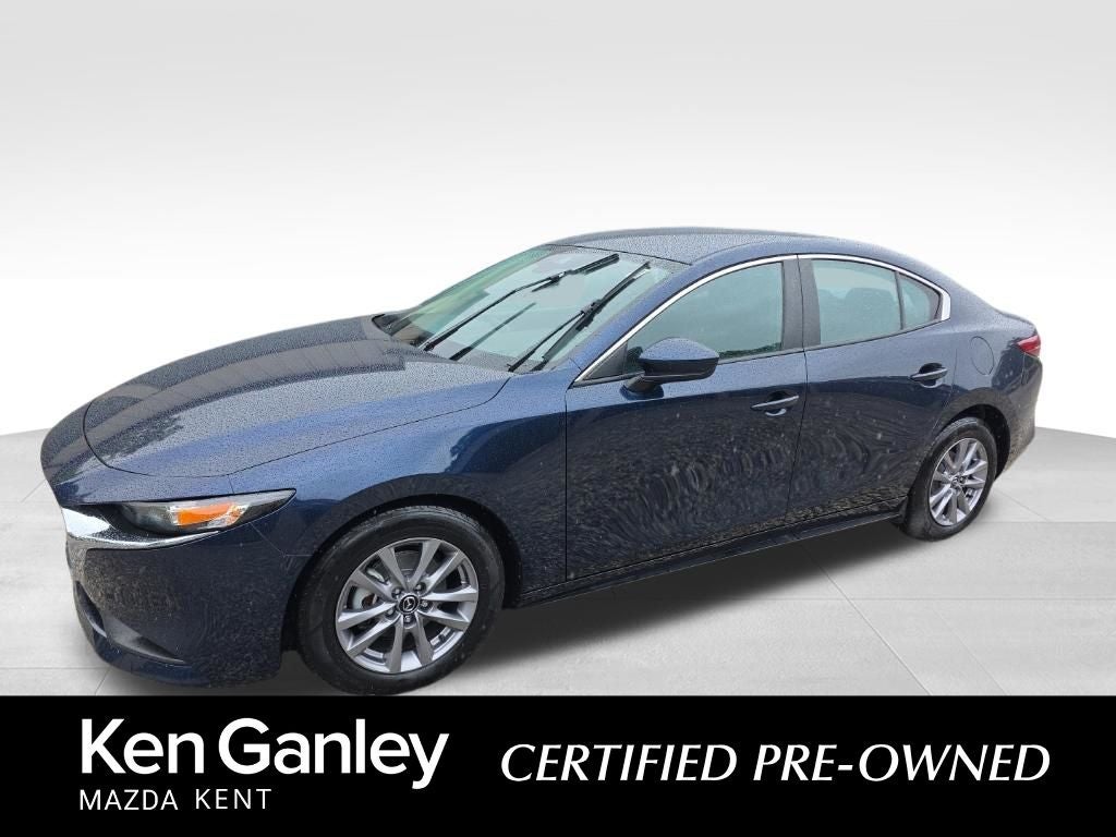 2021 Mazda Mazda3 2.5 S in Deep Crystal Blue Mica — front three-quarter view