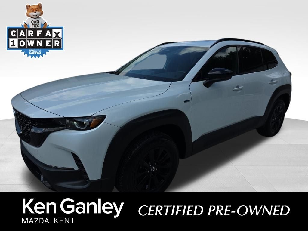 2025 Mazda Mazda CX-50 Hybrid Premium in Wind Chill Pearl — front three-quarter view