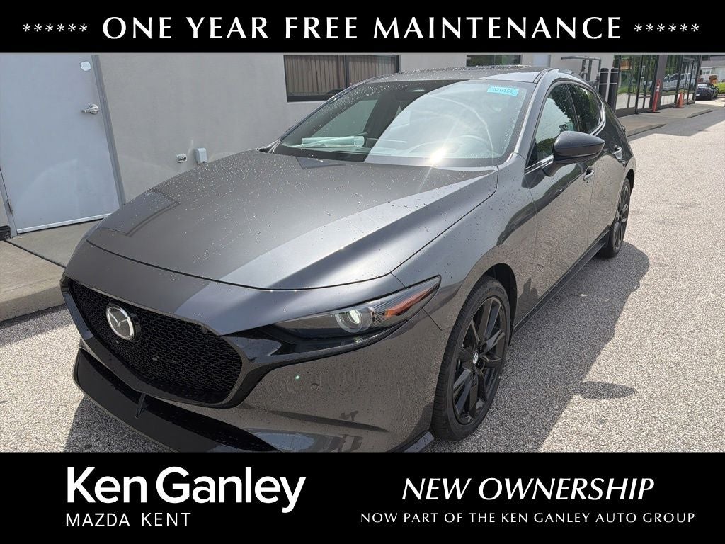 2026 Mazda Mazda3 Hatchback 2.5 Turbo Premium Plus AWD in Machine Gray Metallic — front three-quarter view
