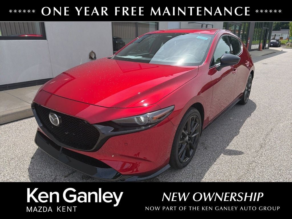 2026 Mazda Mazda3 Hatchback 2.5 Turbo Premium Plus AWD in Soul Red Crystal Metallic — front three-quarter view