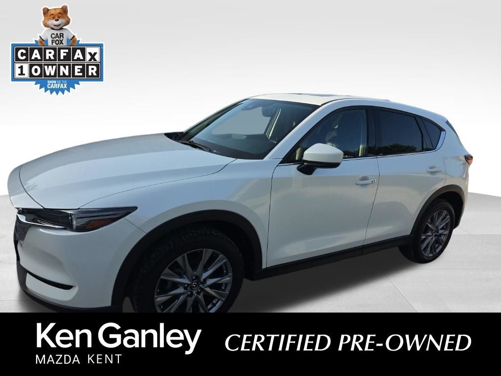 2021 Mazda Mazda CX-5 Grand Touring in Snowflake White Pearl Mica — front three-quarter view