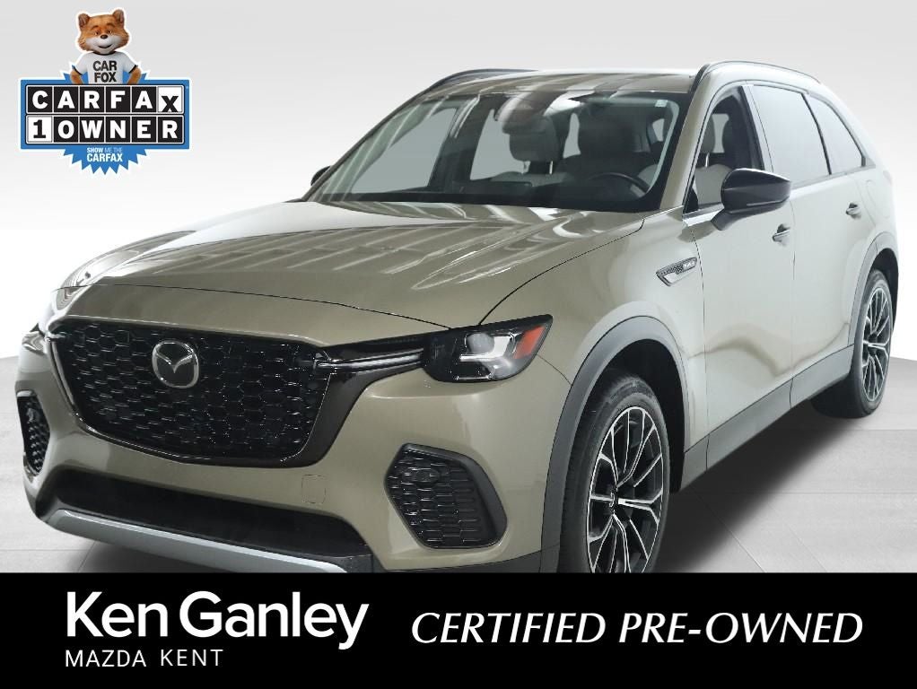 2025 Mazda Mazda CX-70 PHEV Premium Package in Zircon Sand Metallic — front three-quarter view