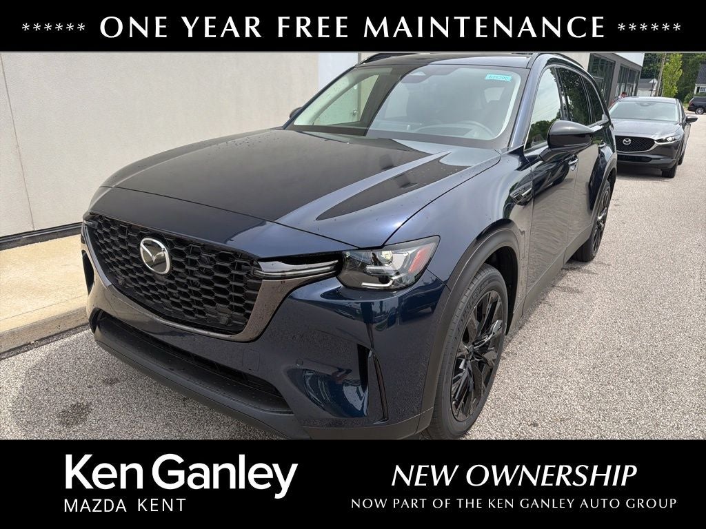 2026 Mazda Mazda CX-90 3.3 Turbo Premium Sport AWD in Deep Crystal Blue Mica — front three-quarter view
