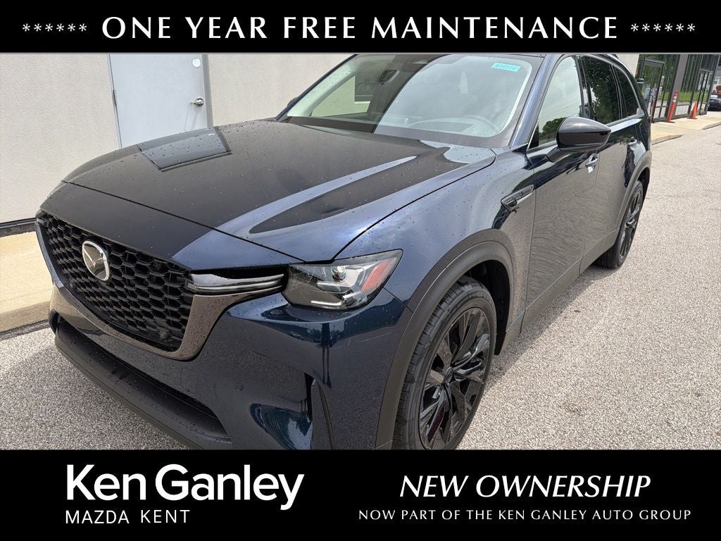 2026 Mazda Mazda CX-90 3.3 Turbo Premium Sport AWD in Deep Crystal Blue Mica — front three-quarter view