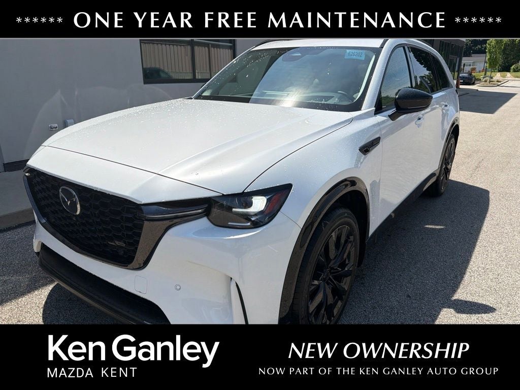 2026 Mazda Mazda CX-90 3.3 Turbo S Premium Sport AWD in Rhodium White Premium — front three-quarter view